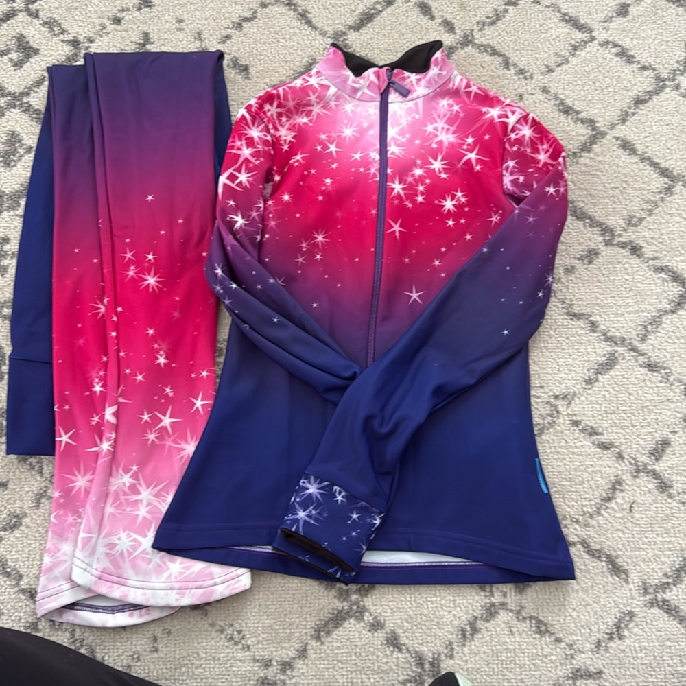 UGOSKATE- Figure Skating Outfit Two Pieces Set - SHINY PINK - Jacket & Pants